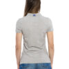Rücken-Ansicht des hochwertig bestickten LASARRE Polo Shirt für Frauen in der Farbe Asch-Grau von der Saarland Marke Lasarre mit LASARRE Wappen in Blau, Weiß, Rot auf der linken Brust und dem blauem LASARRE Markenzeichen am Saum