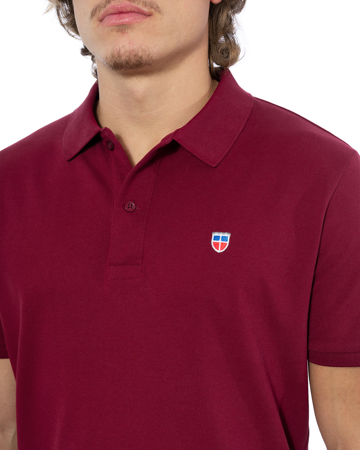 LA SARRE – Polo-Shirt für Herren in Bordeaux mit Wappen-Stickerei | T-Shirts